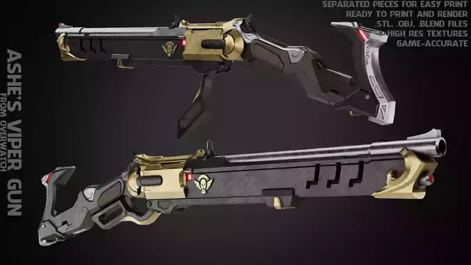 Overwatch Ashe Viper Gun for Cosplay 3D print model