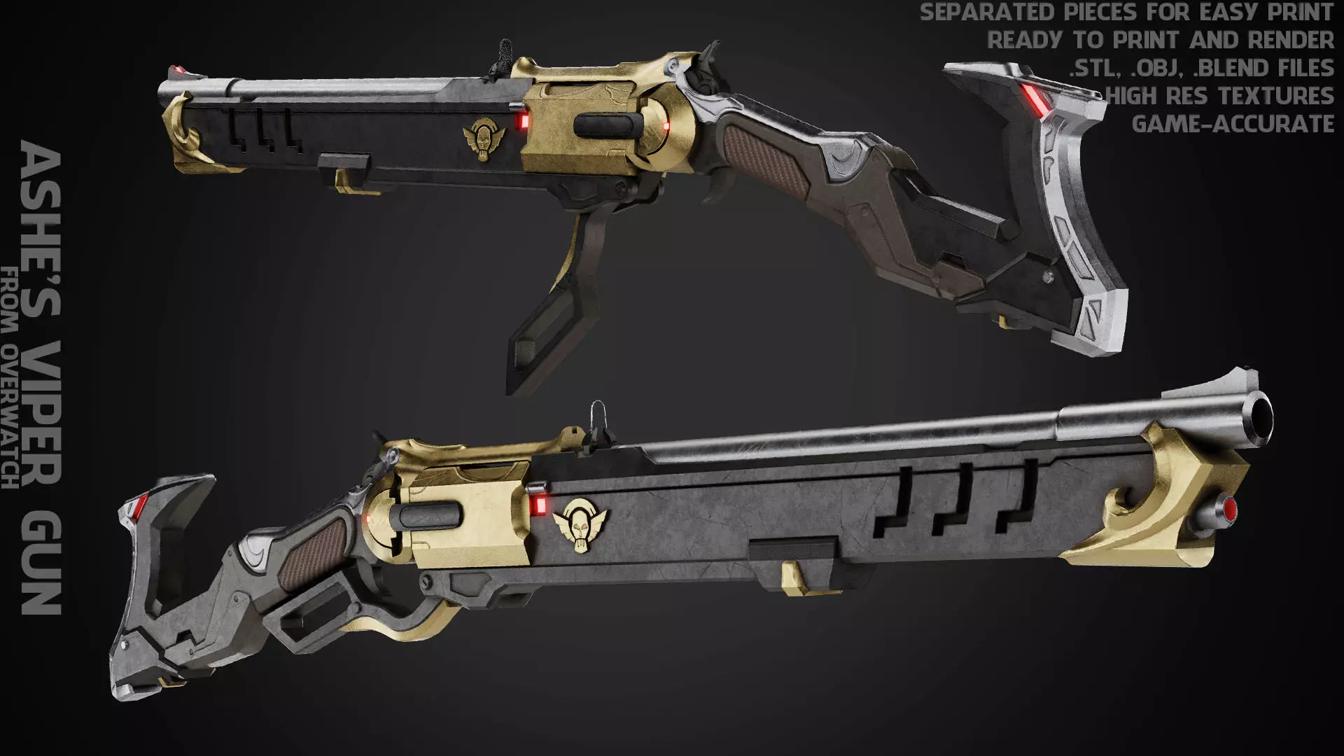 Overwatch Ashe Viper Gun for Cosplay 3D print model_0