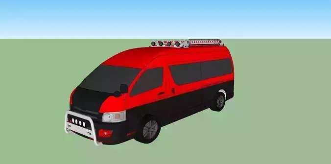 Toyota Hiace Hi-Roof Van with Roof Rack 3D model