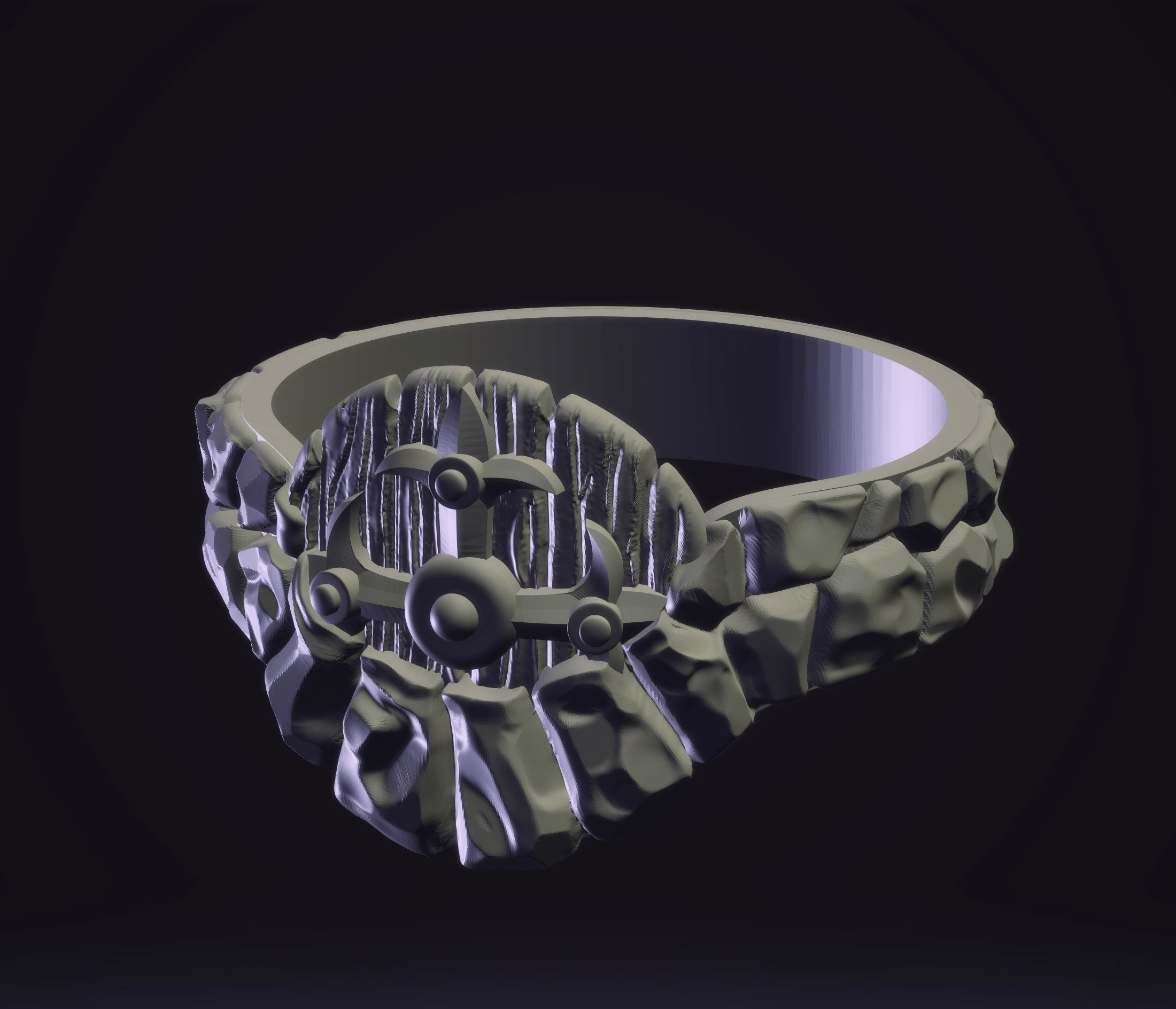 Ring-Viking shield in stone-3D model STL 3D print model_2