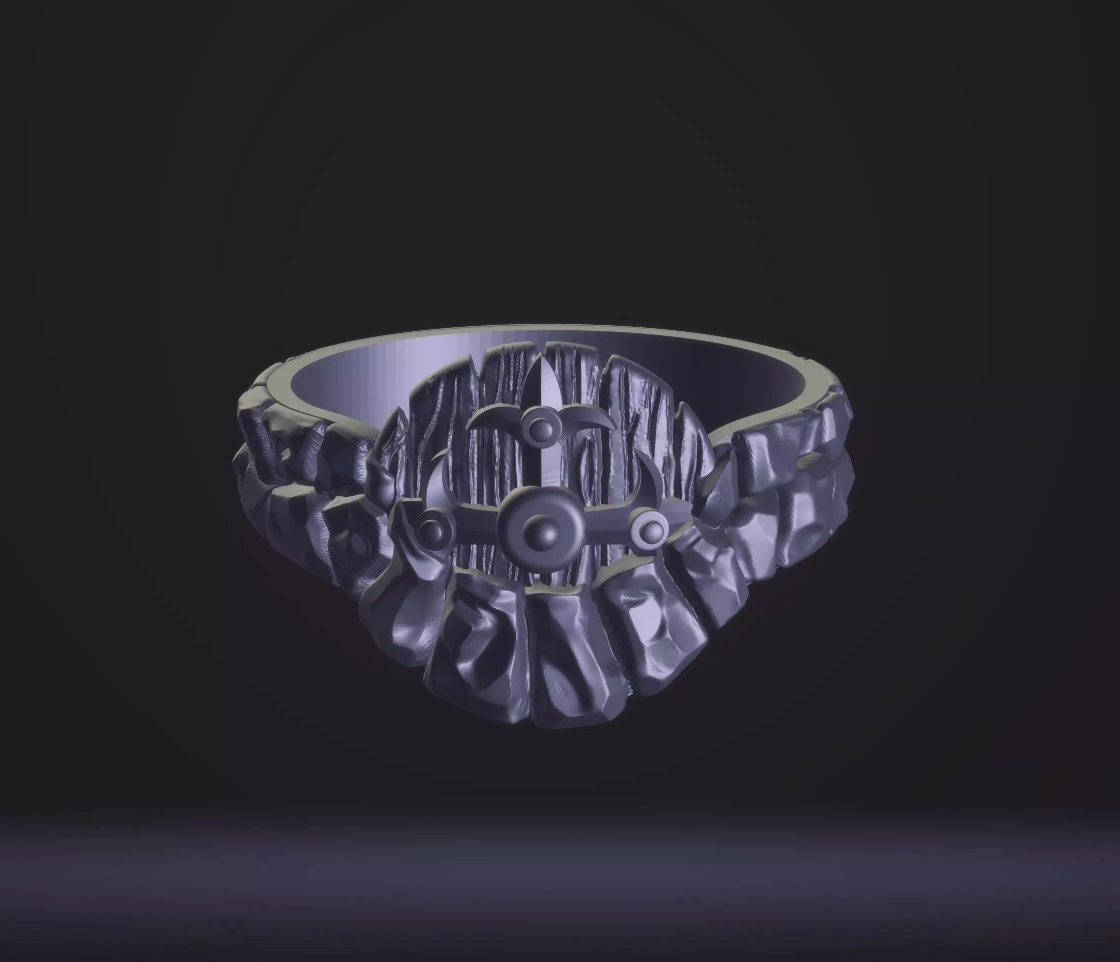 Ring-Viking shield in stone-3D model STL 3D print model_0