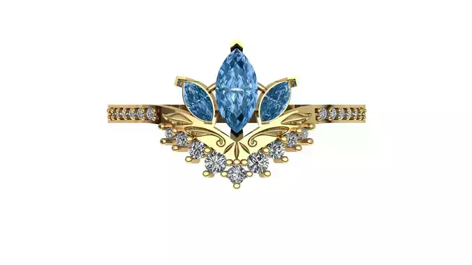 Crown ring with diamonds