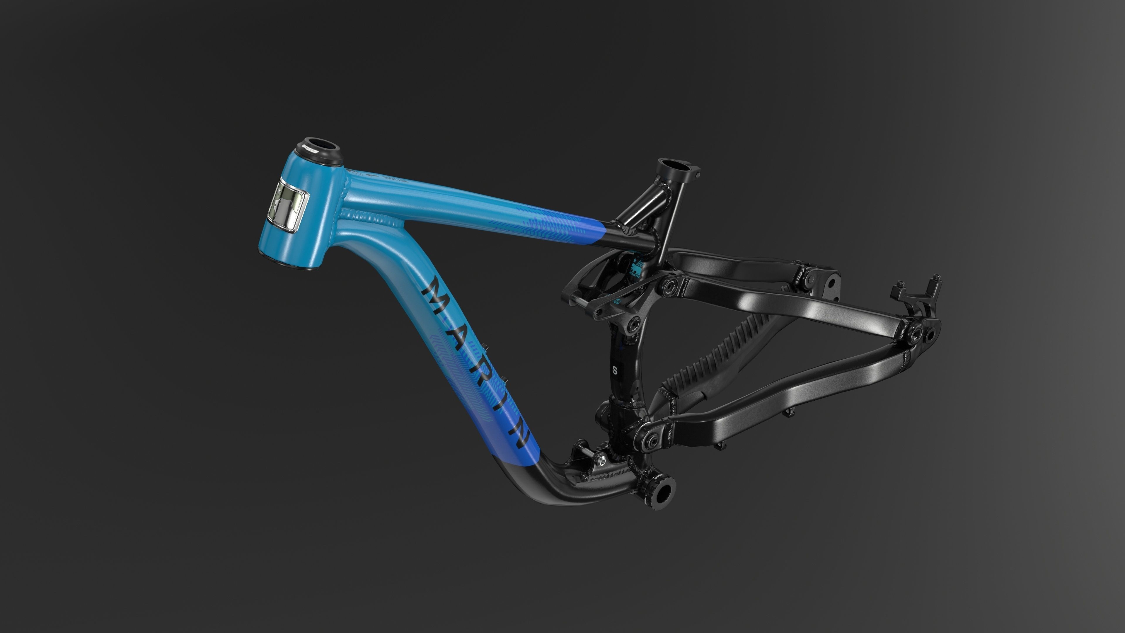 MTB full suspension frame Low-poly 3D model_2