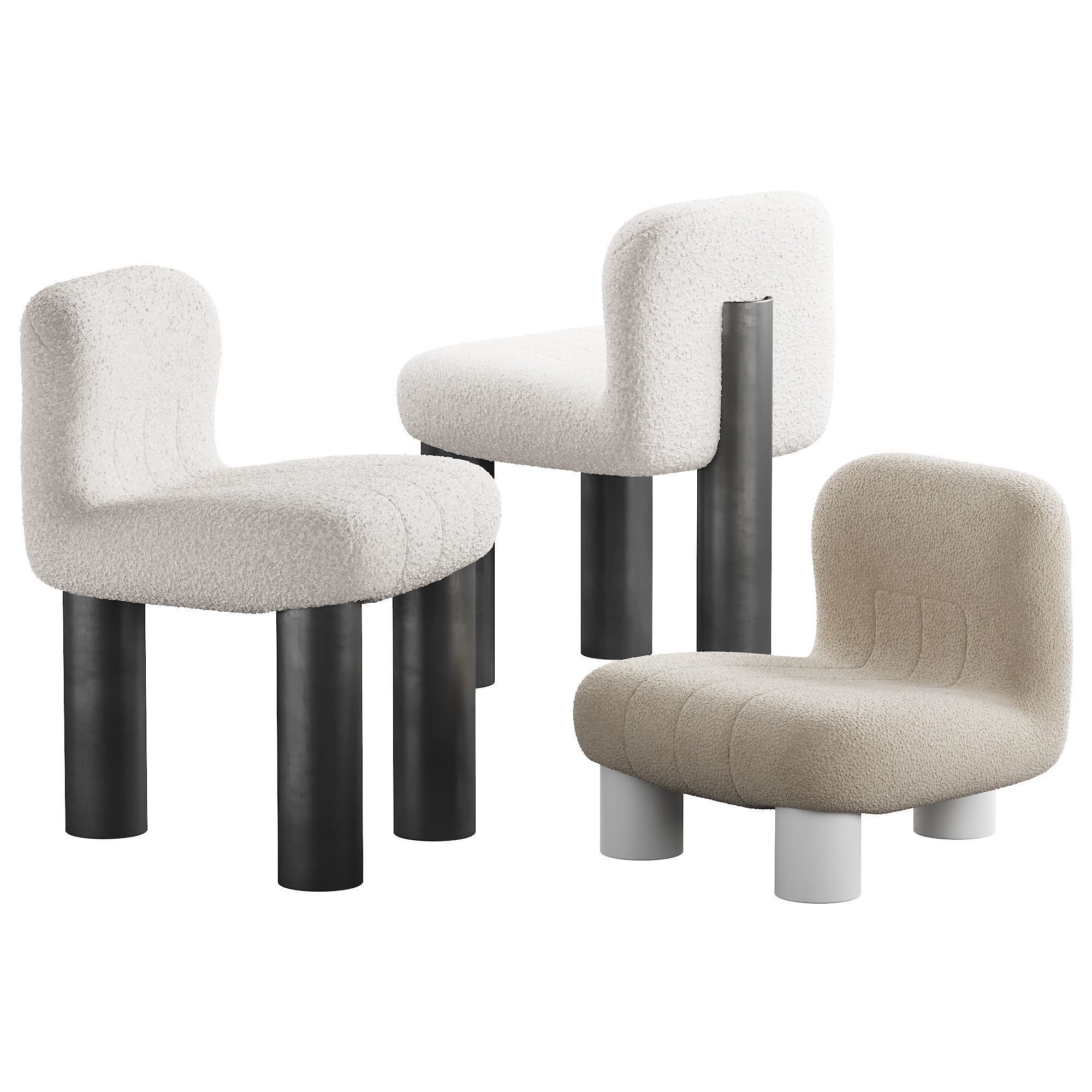 435 Arflex Botolo armchair High and Low lounge chair in 2 colors 3D model_2