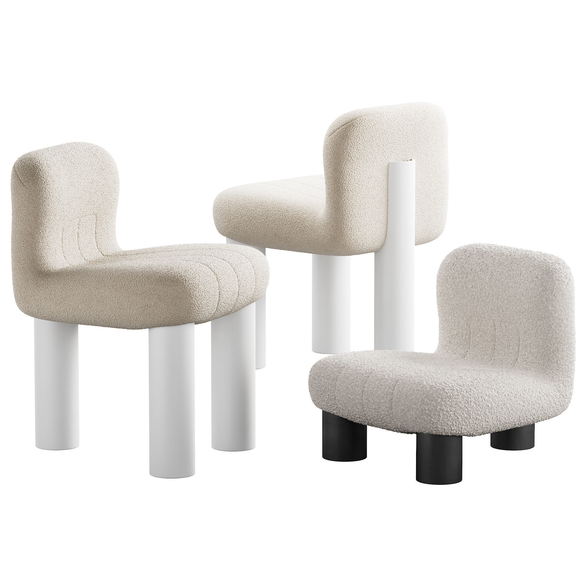435 Arflex Botolo armchair High and Low lounge chair in 2 colors 3D model_1