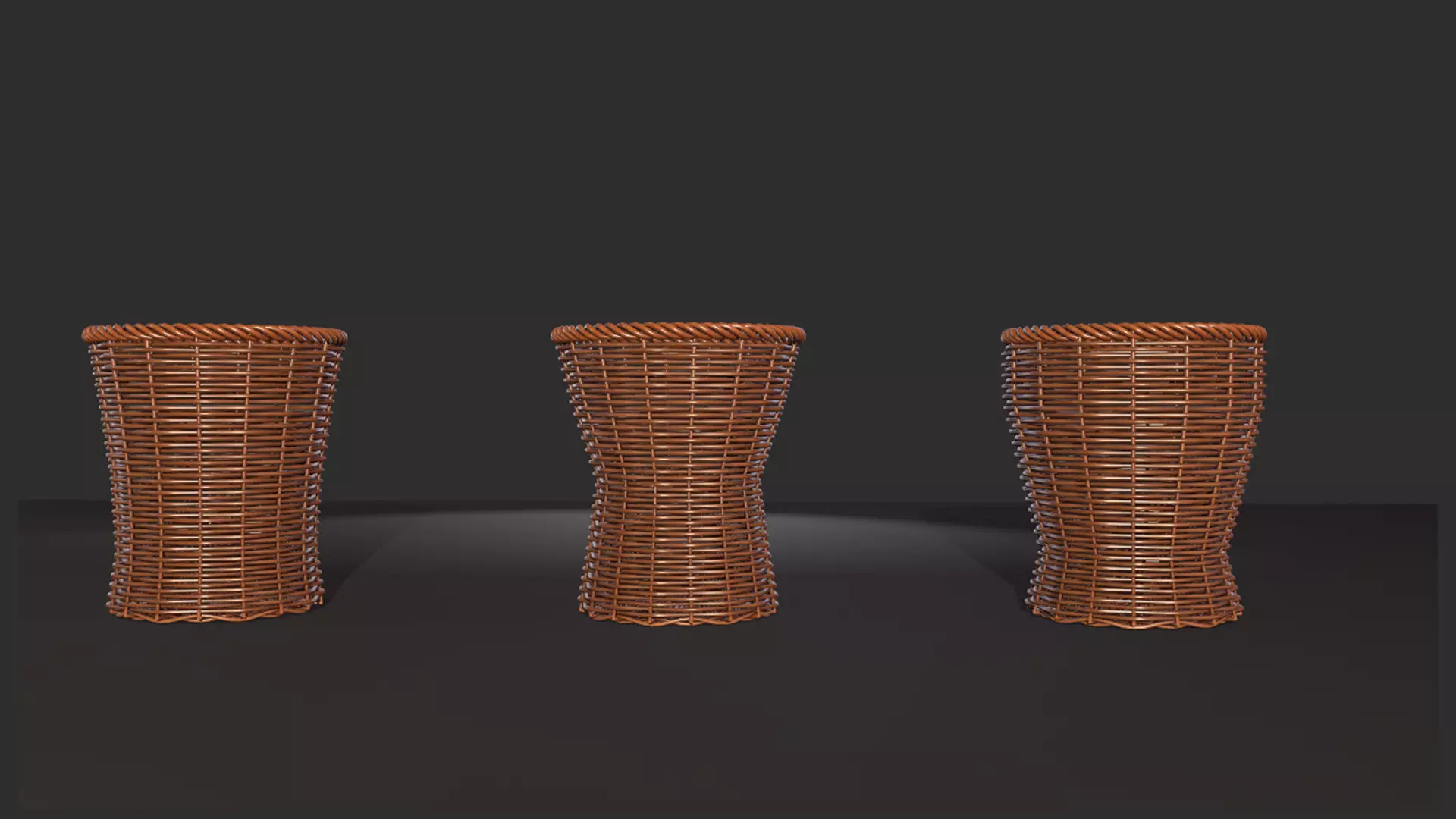 Rattan Basket pack 2 3D model_0