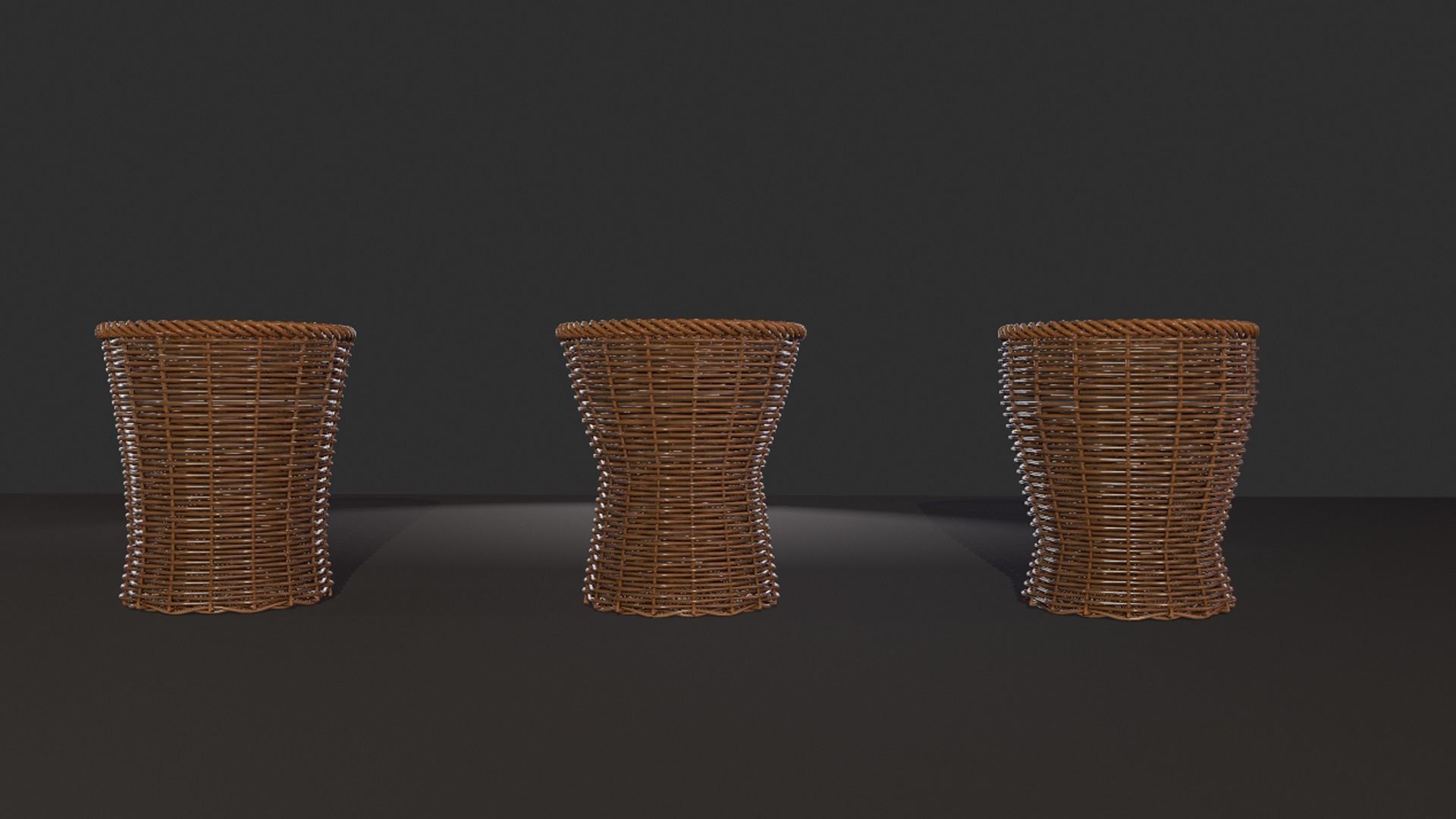 Rattan Basket pack 2 3D model_2