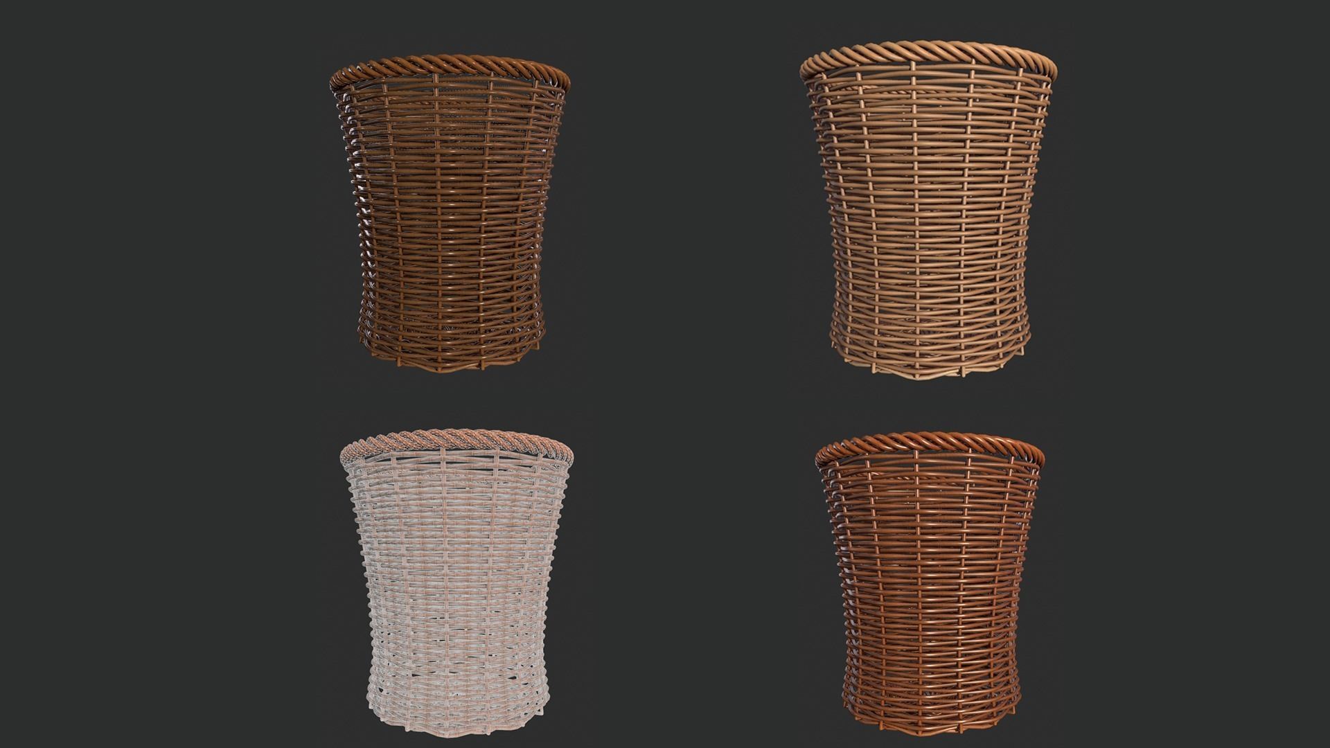 Rattan Basket pack 2 3D model_4