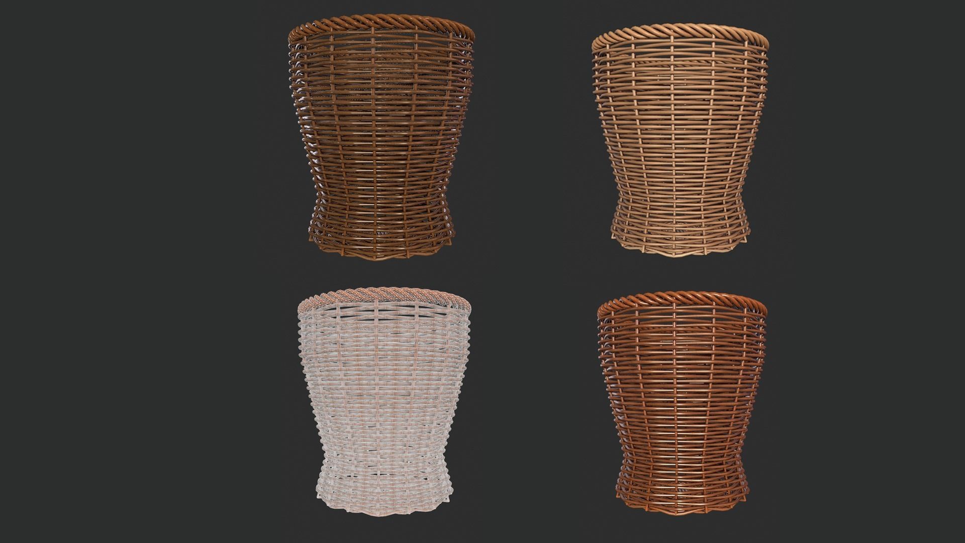 Rattan Basket pack 2 3D model_8