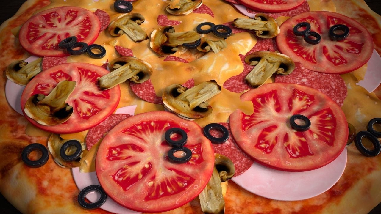 Pizza salami peperoni 3D model_1