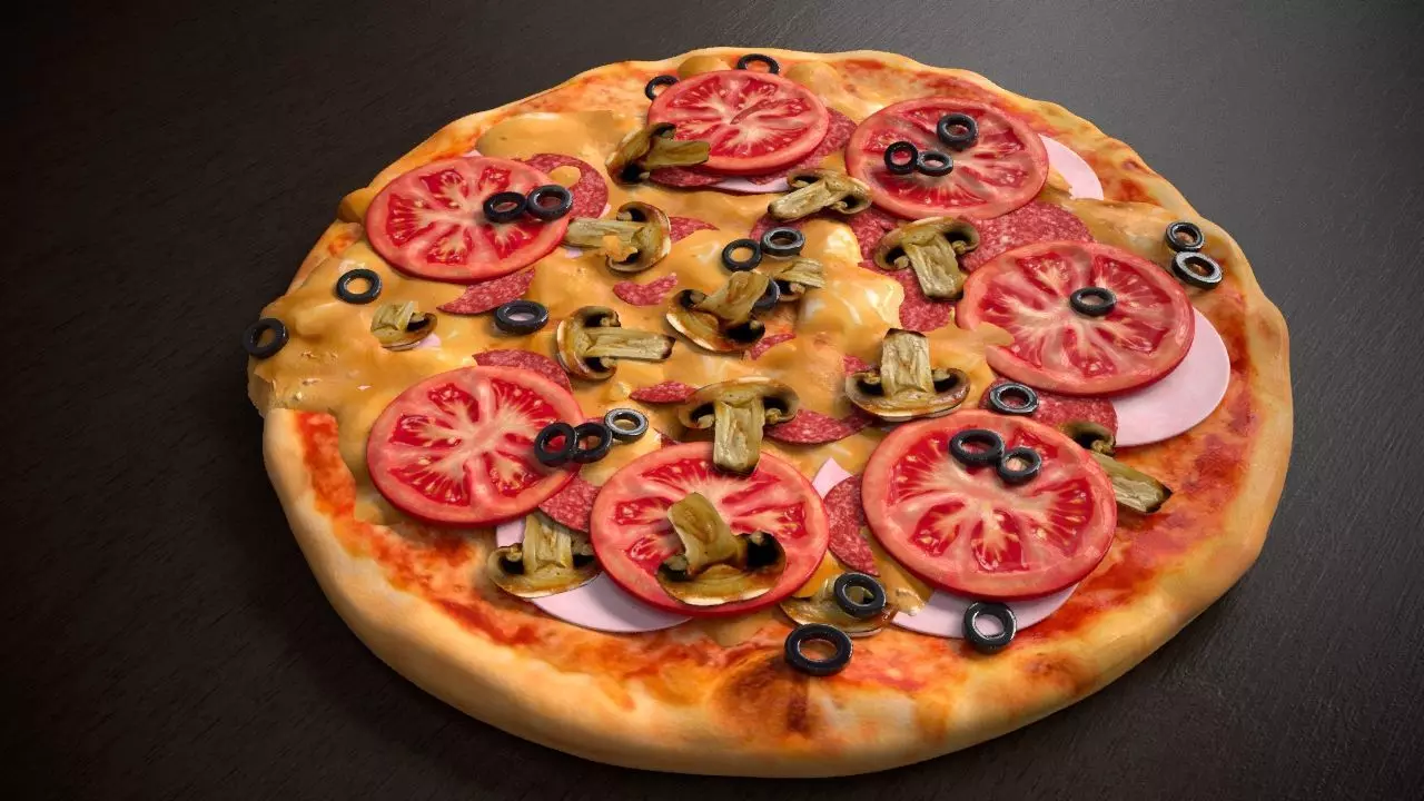 Pizza salami peperoni 3D model_0