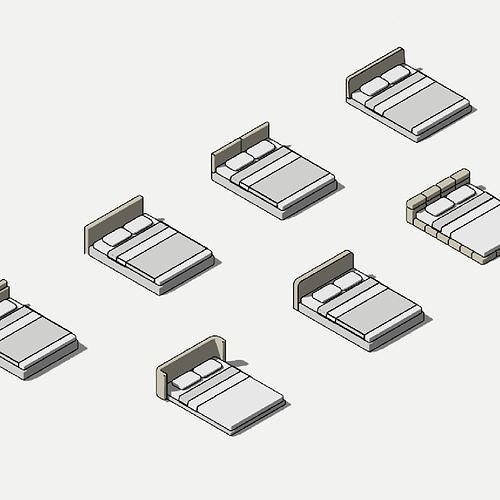 Pack of luxury beds - Pack of revit families 3D model
