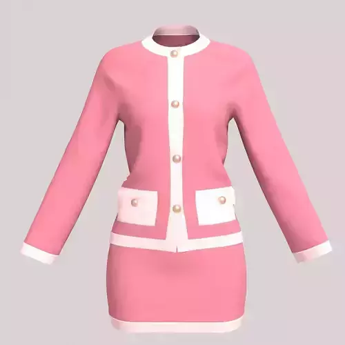 Pink suit skirt and jacket with buttons 