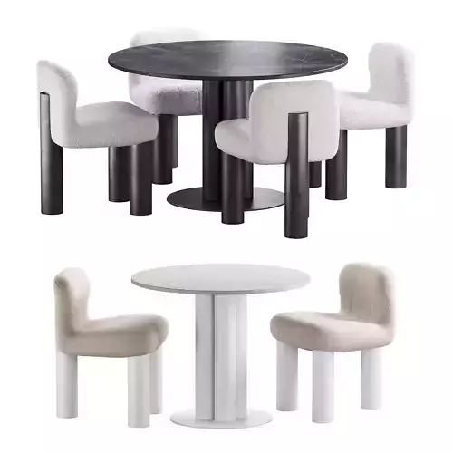 437 dinning set 05 Arflex Goya table with Arflex Botolo armchair