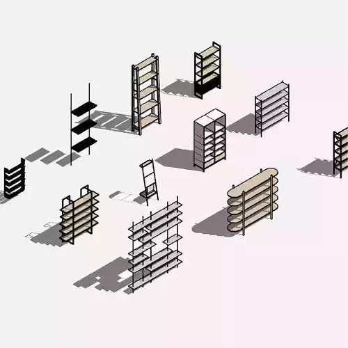 Shelving - Pack of revit families 3D model
