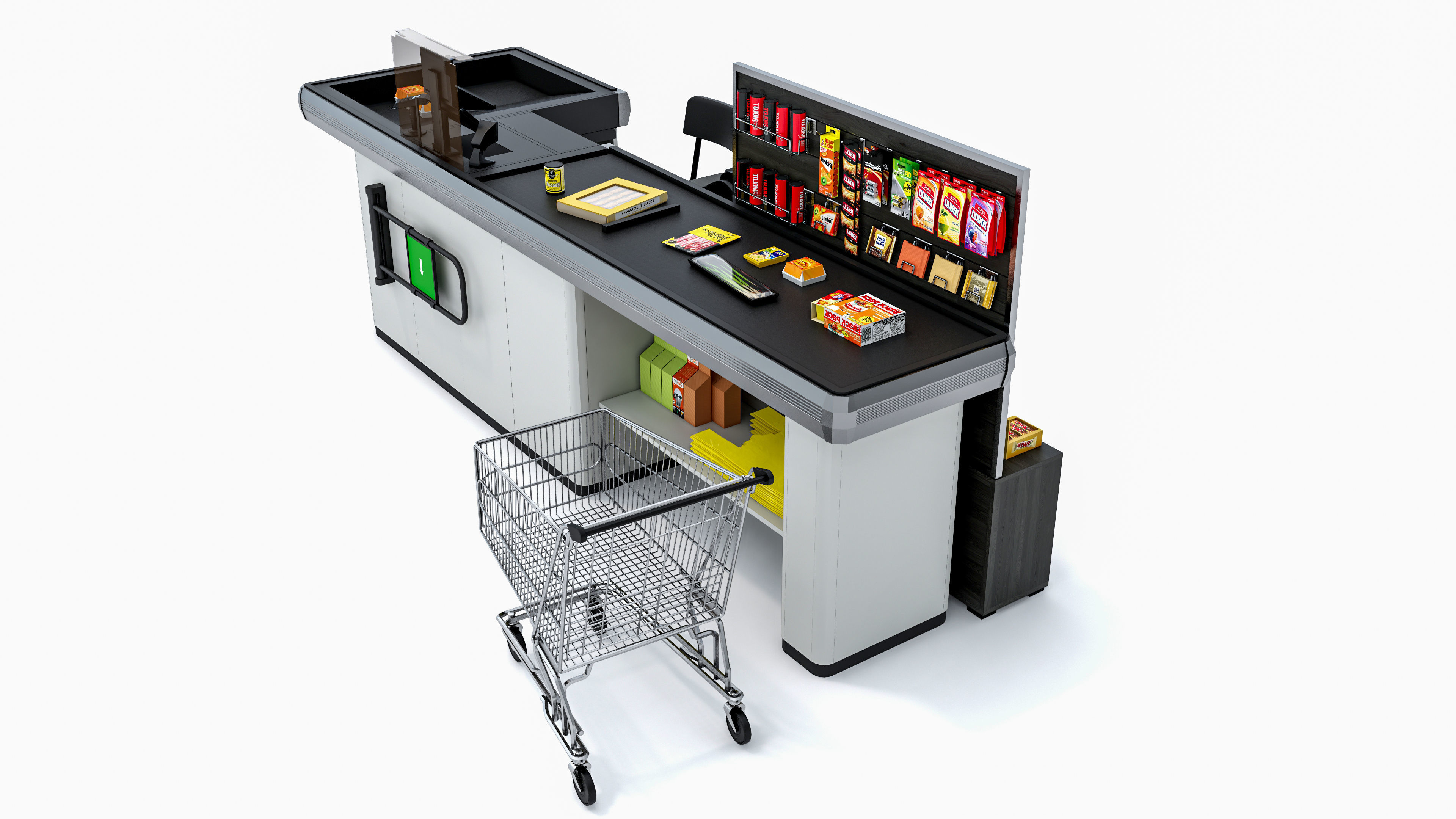 Supermarket  Grocery  stands  Shelves  Racks  Showcase  checkout 3D model_7