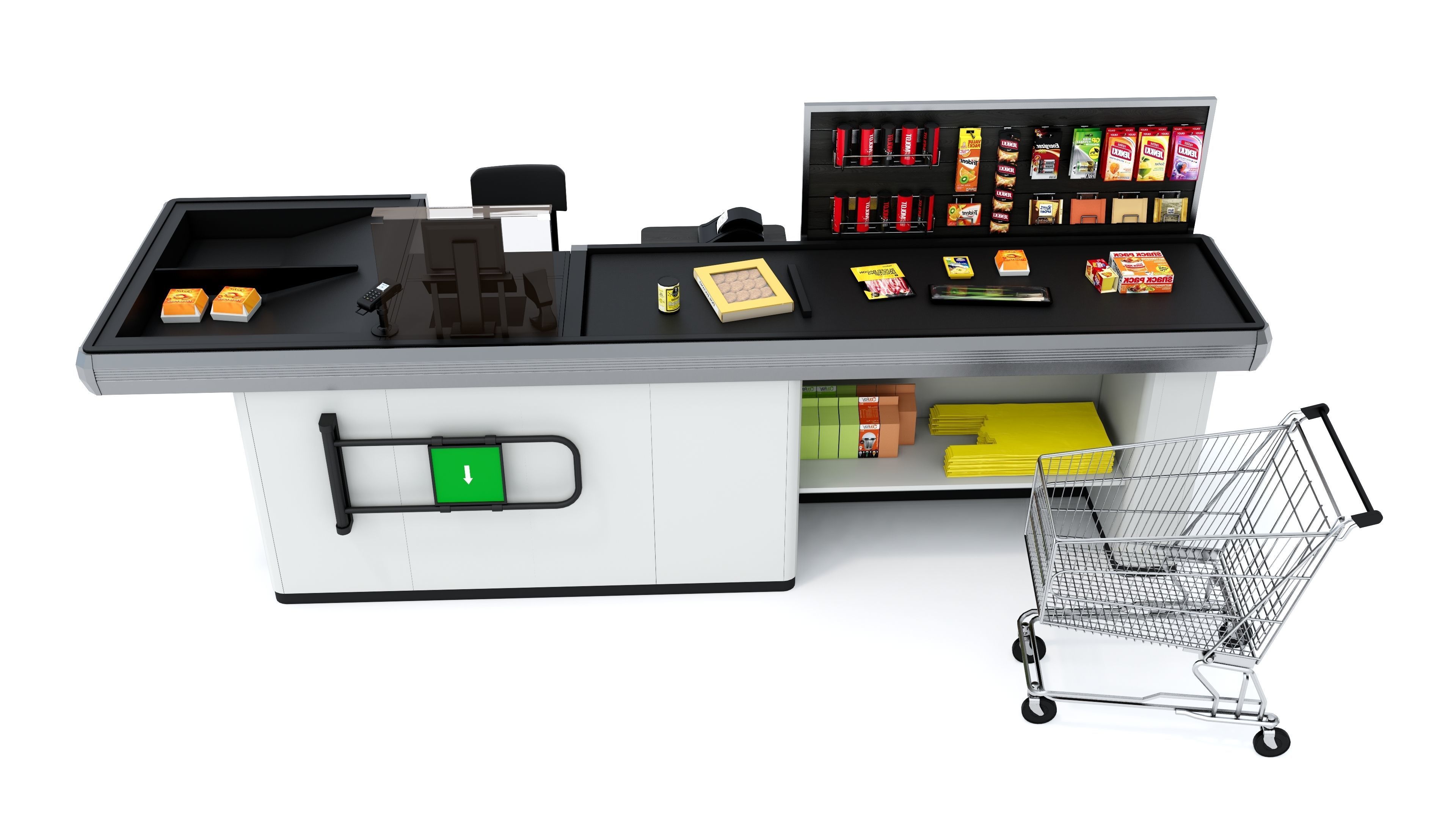Supermarket  Grocery  stands  Shelves  Racks  Showcase  checkout 3D model_10