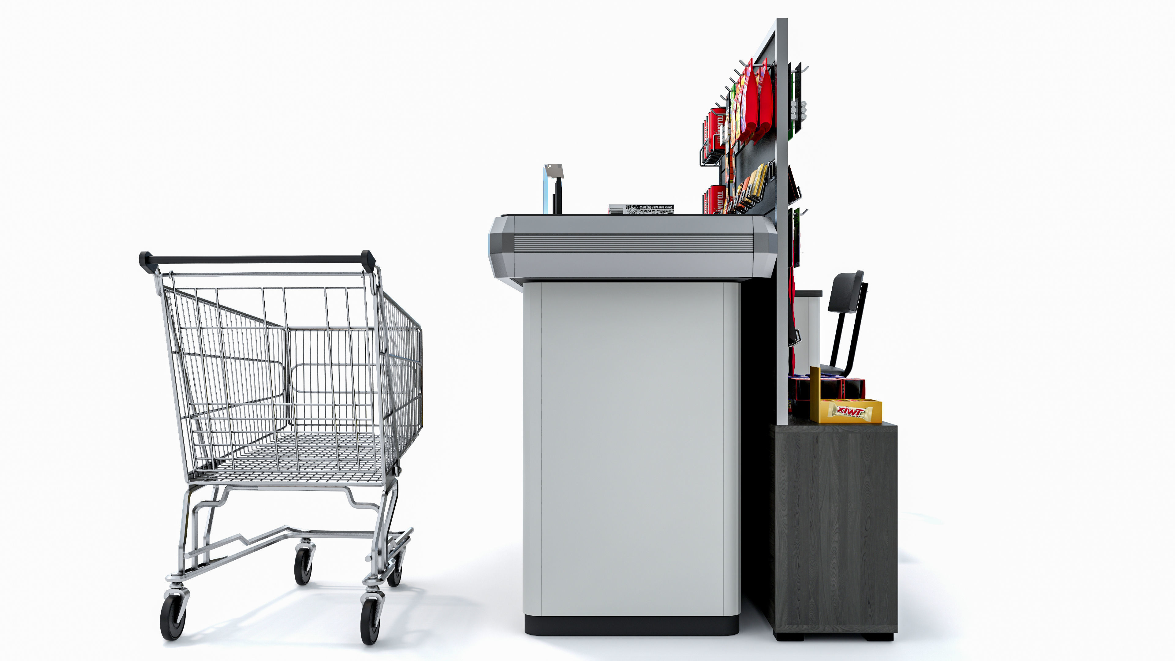 Supermarket  Grocery  stands  Shelves  Racks  Showcase  checkout 3D model_5