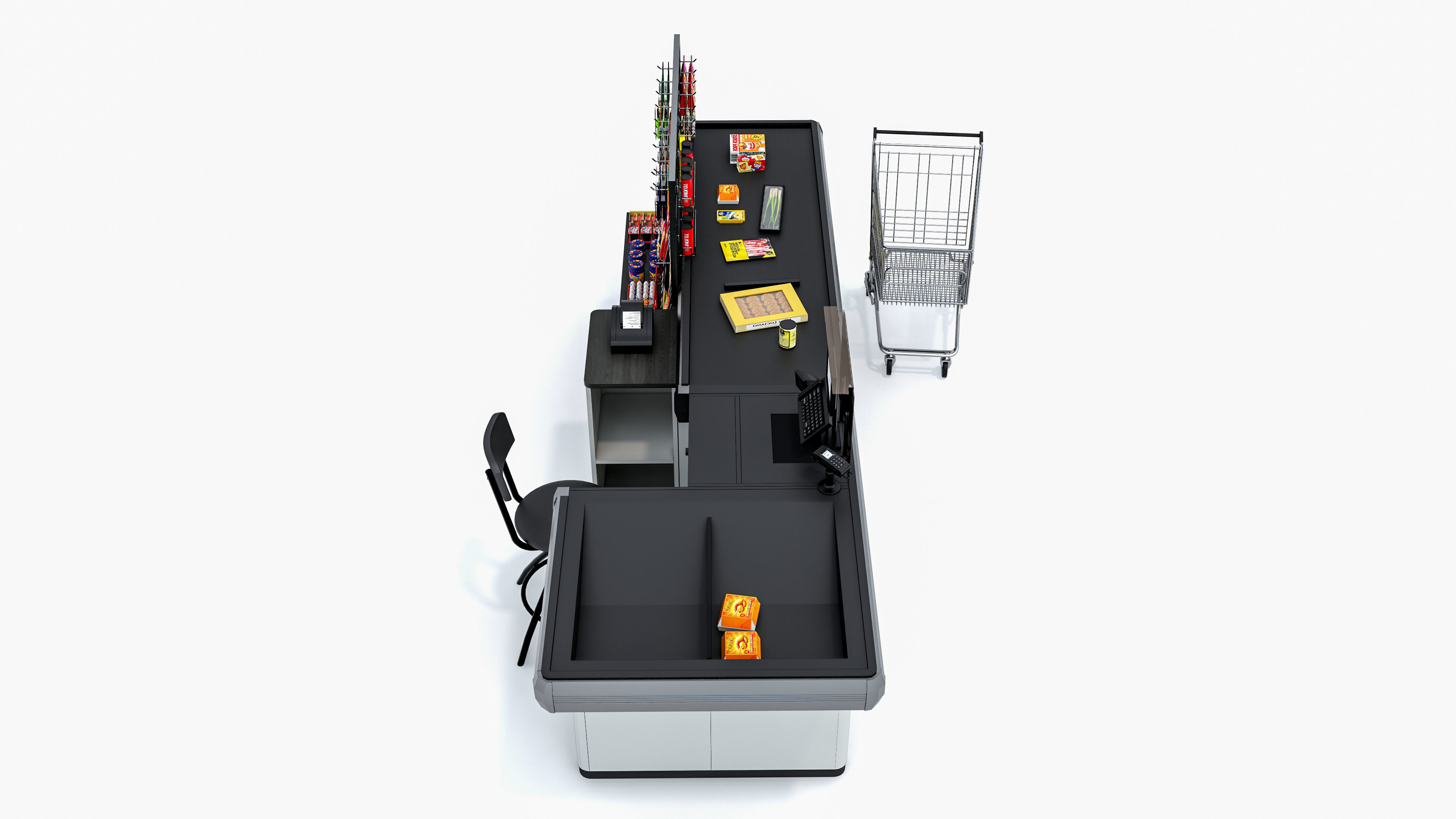 Supermarket  Grocery  stands  Shelves  Racks  Showcase  checkout 3D model_14