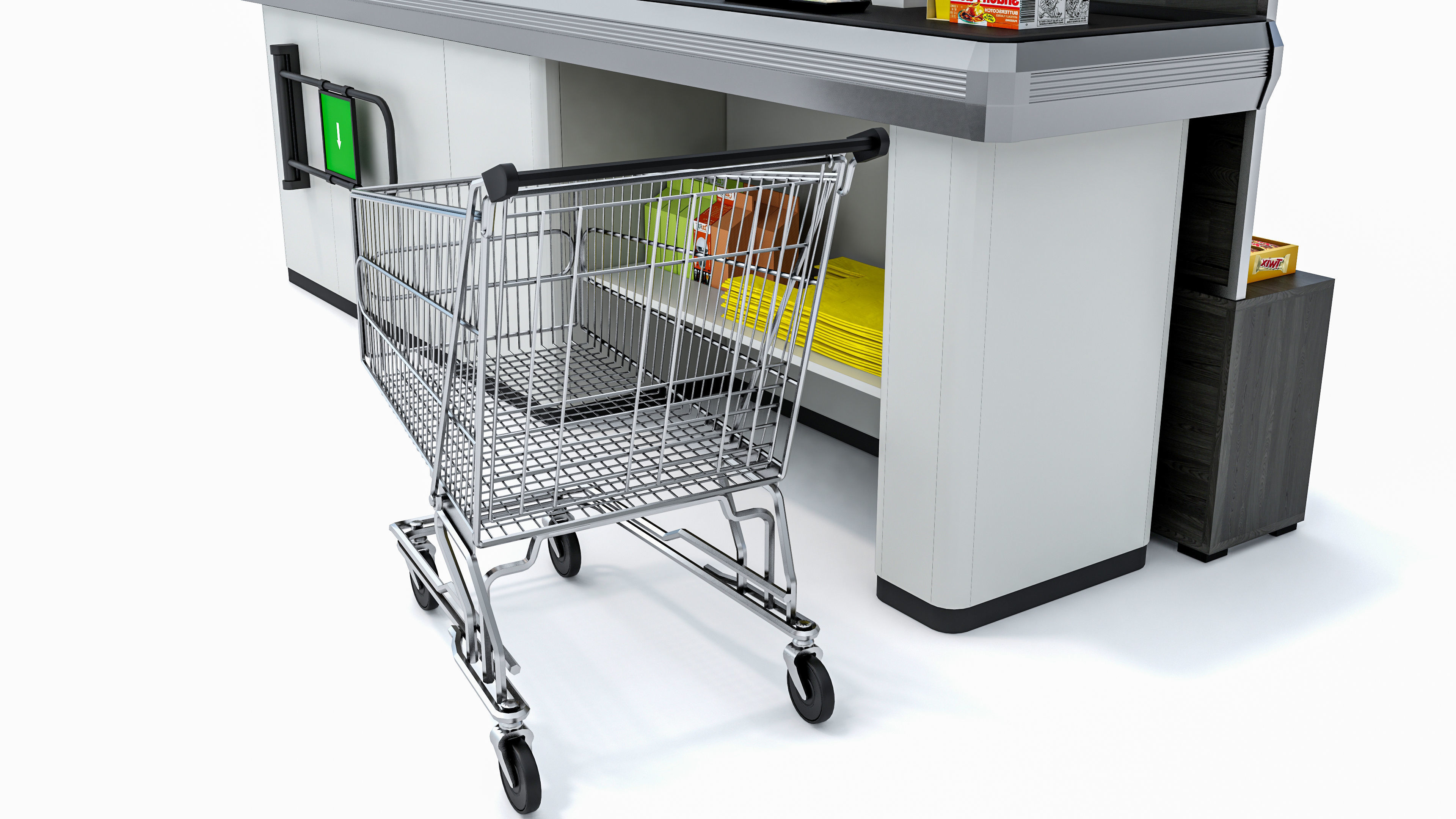 Supermarket  Grocery  stands  Shelves  Racks  Showcase  checkout 3D model_16