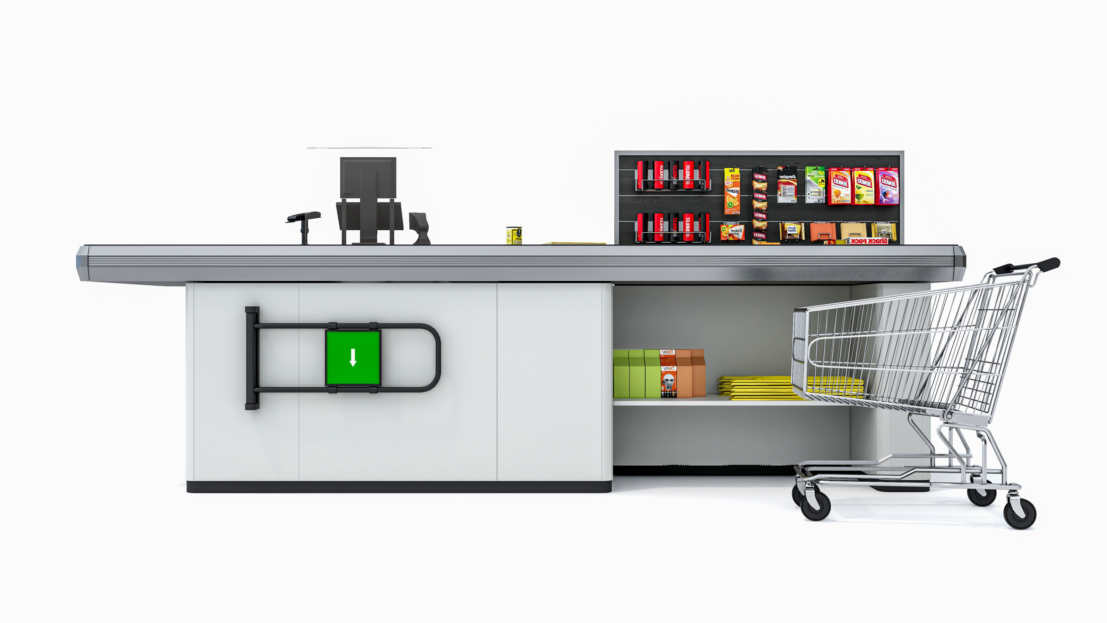Supermarket  Grocery  stands  Shelves  Racks  Showcase  checkout 3D model_9