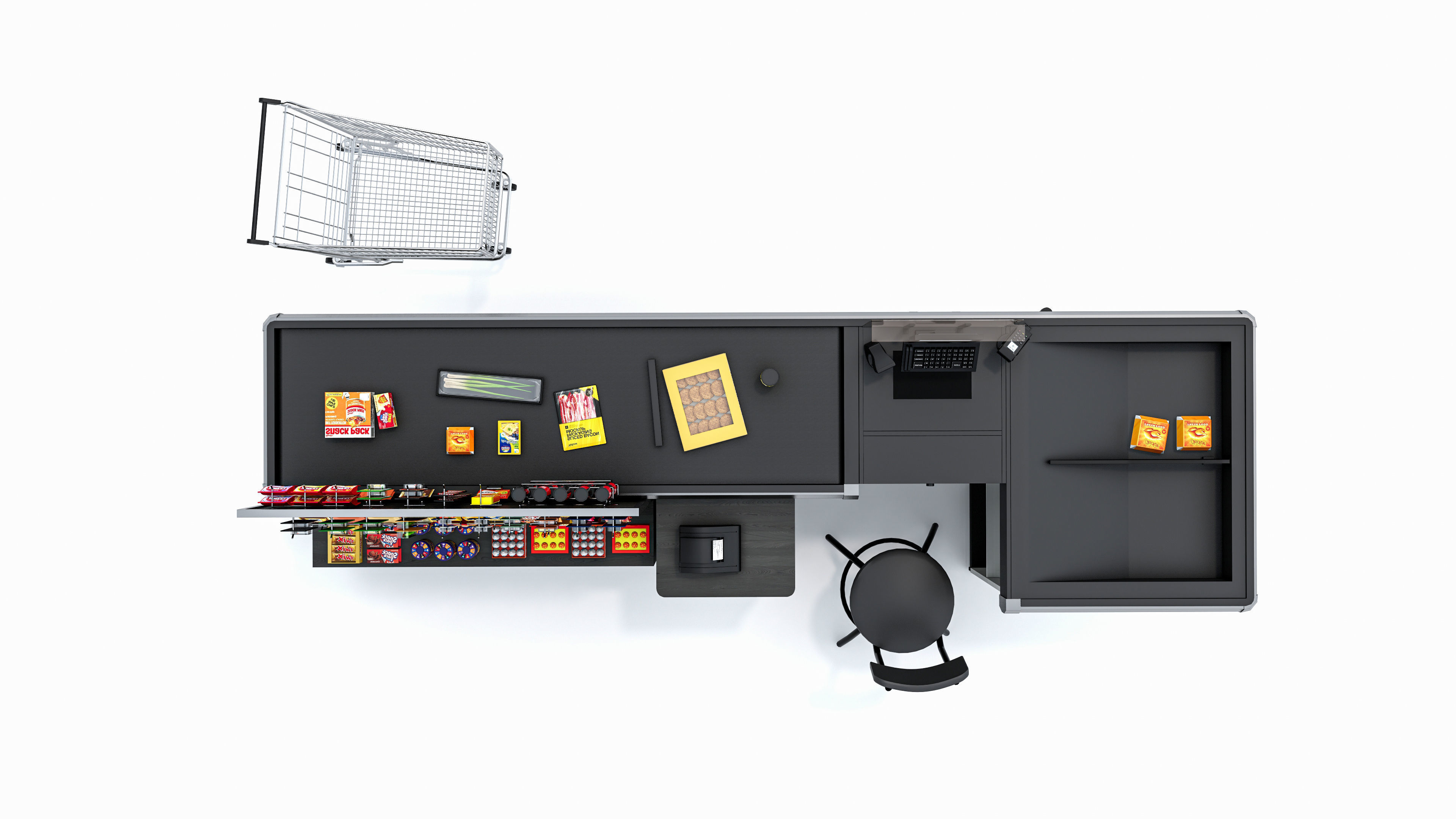 Supermarket  Grocery  stands  Shelves  Racks  Showcase  checkout 3D model_20