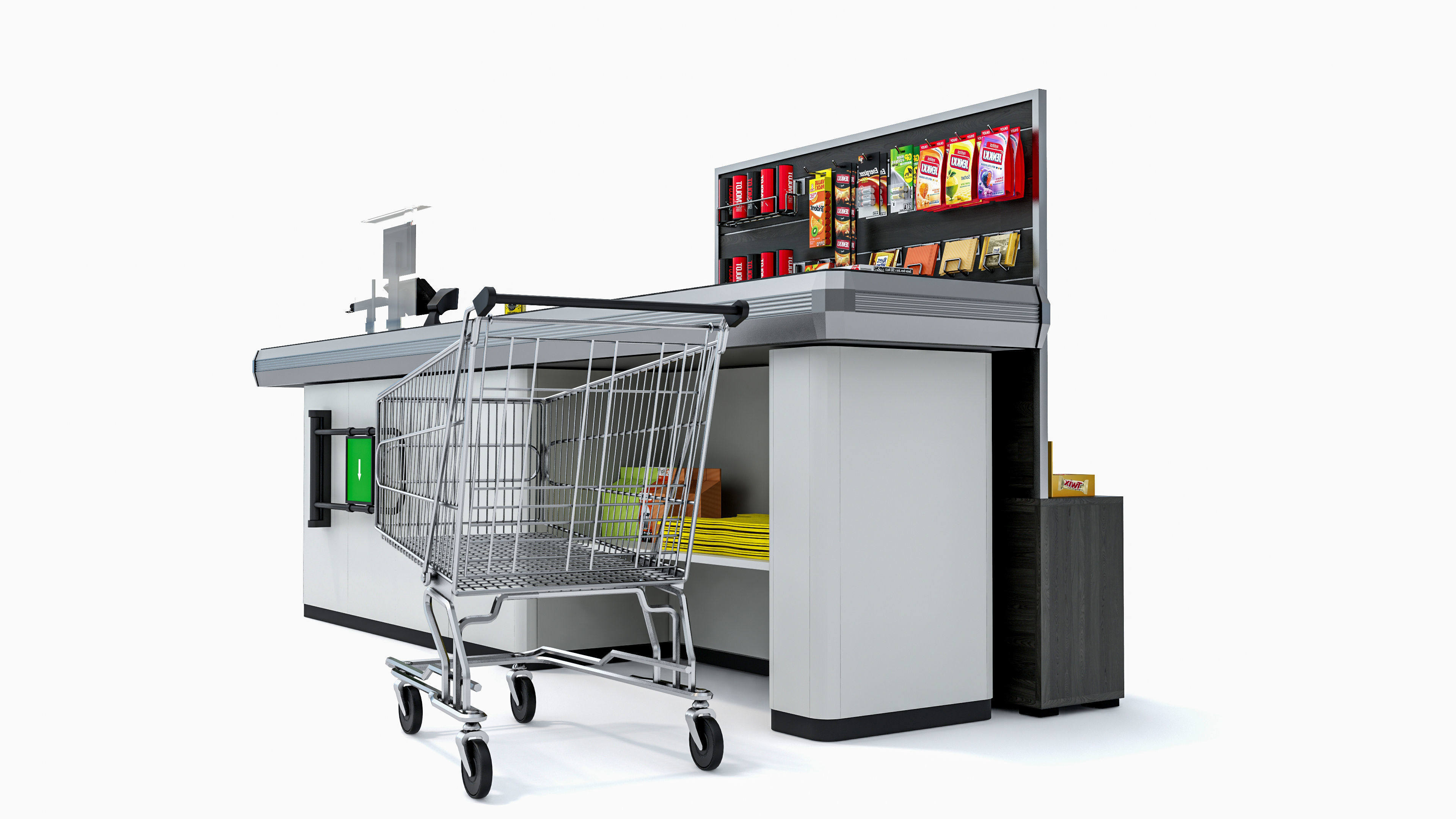 Supermarket  Grocery  stands  Shelves  Racks  Showcase  checkout 3D model_6