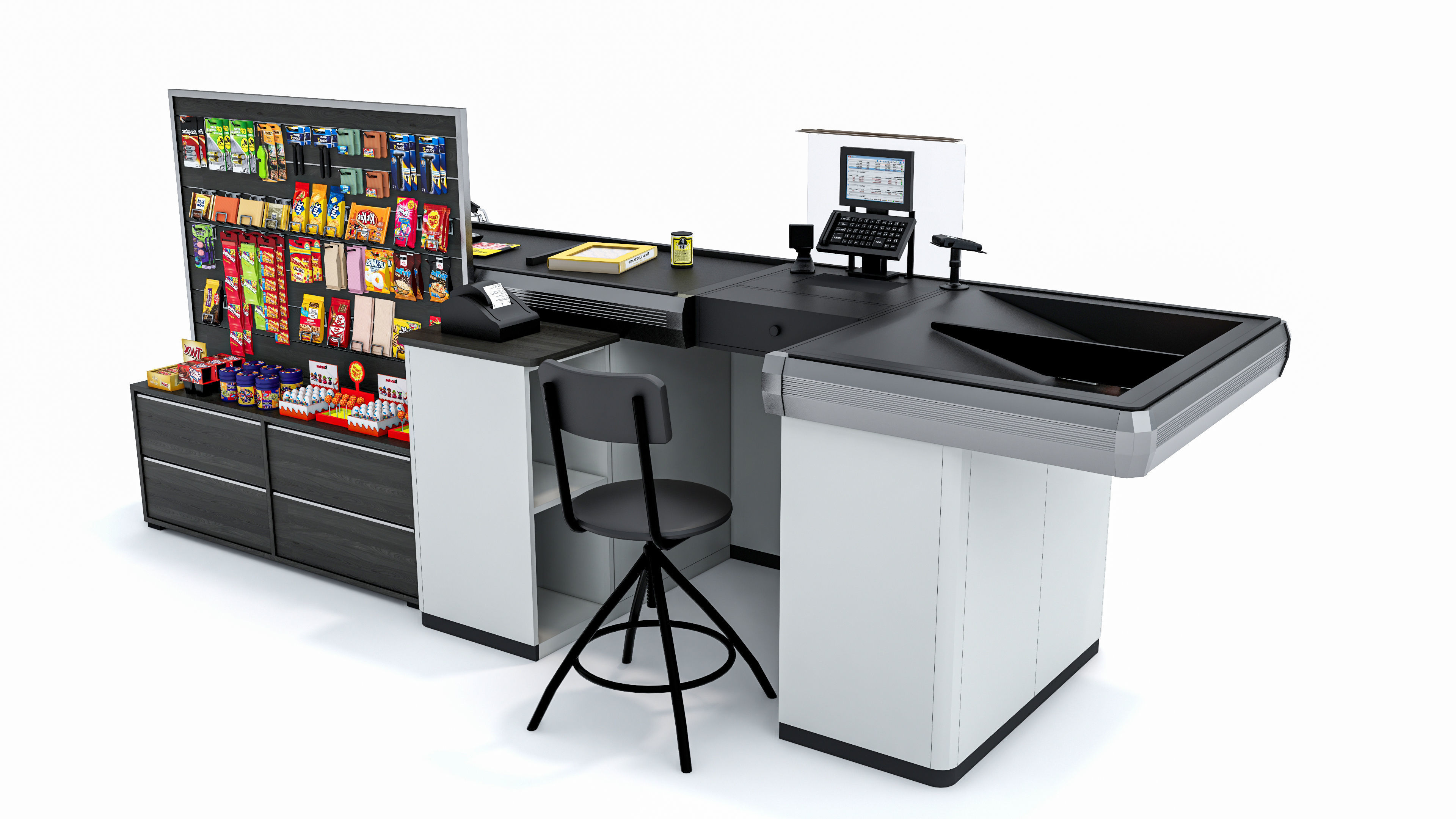 Supermarket  Grocery  stands  Shelves  Racks  Showcase  checkout 3D model_17