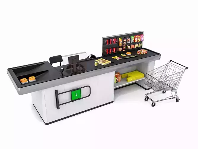 Supermarket  Grocery  stands  Shelves  Racks  Showcase  checkout 3D model