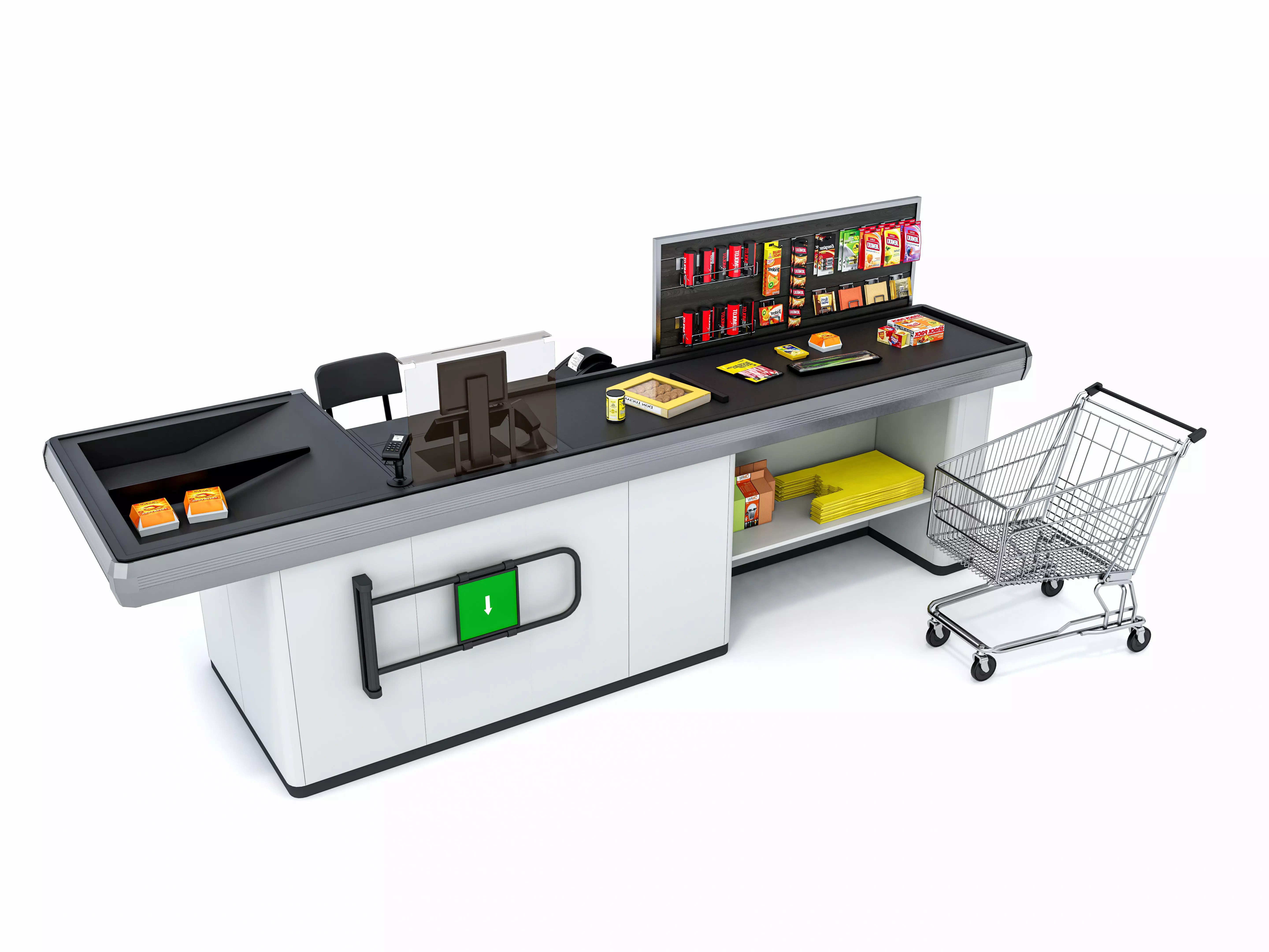 Supermarket  Grocery  stands  Shelves  Racks  Showcase  checkout 3D model_0