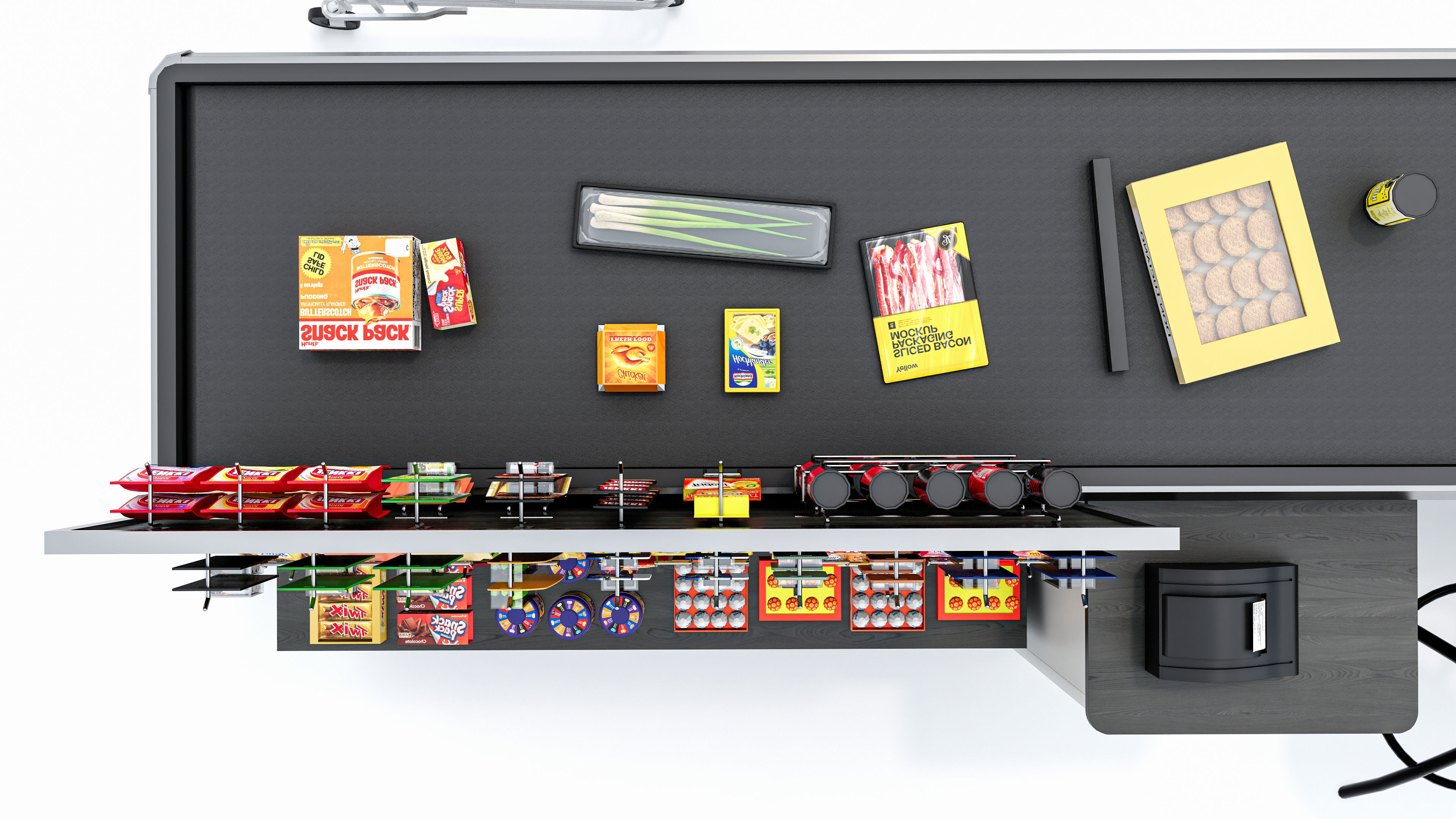 Supermarket  Grocery  stands  Shelves  Racks  Showcase  checkout 3D model_19