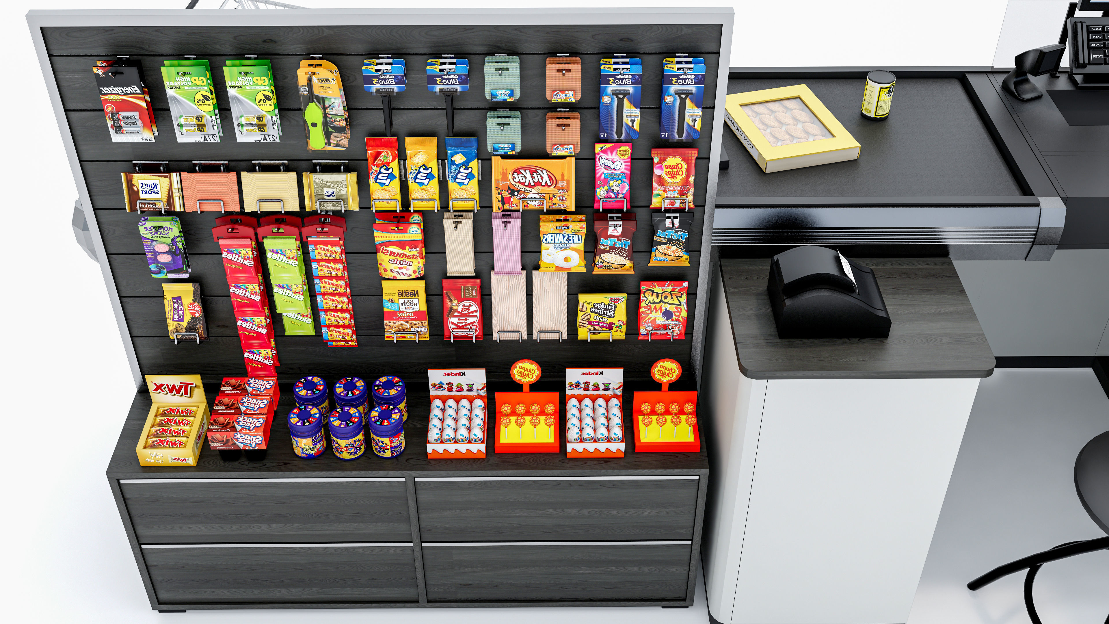 Supermarket  Grocery  stands  Shelves  Racks  Showcase  checkout 3D model_3