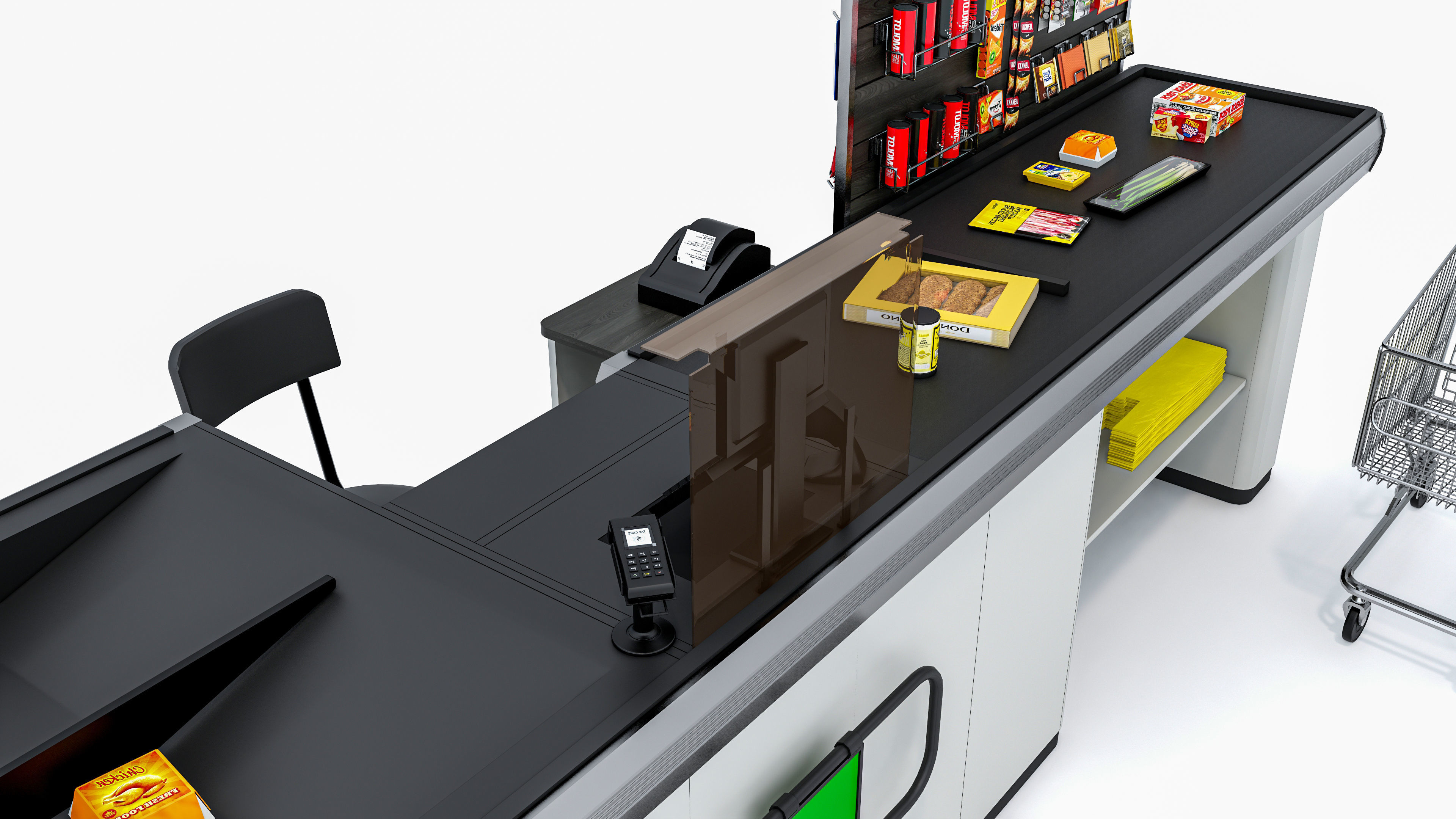 Supermarket  Grocery  stands  Shelves  Racks  Showcase  checkout 3D model_15