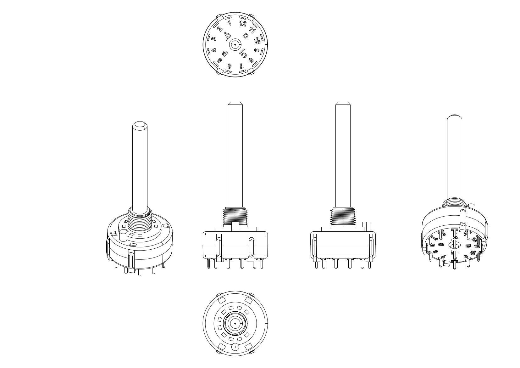 Rotary switch 2 circuits 6 positions 3D model | CGTrader