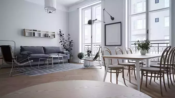 CA - Scandinavian interior scene V-Ray 6