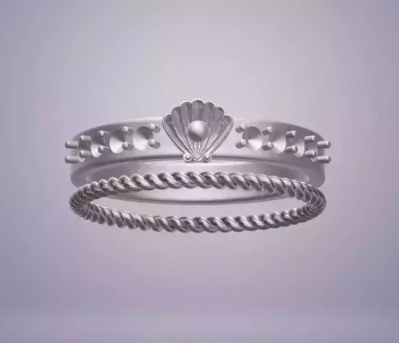 Ring-Pearl in shell-3D model STL-two rings