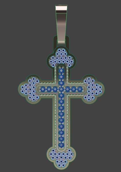 necklace pendant gold with gems design - 2 pieces 3D print model_1