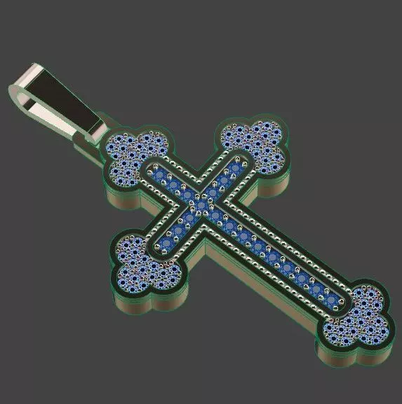 necklace pendant gold with gems design - 2 pieces 3D print model_0