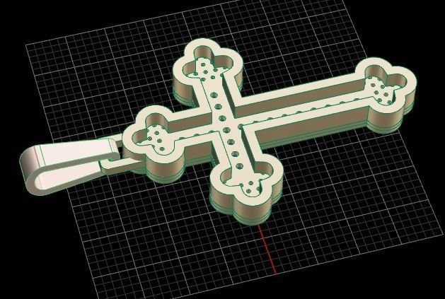 necklace pendant gold with gems design - 2 pieces 3D print model_2