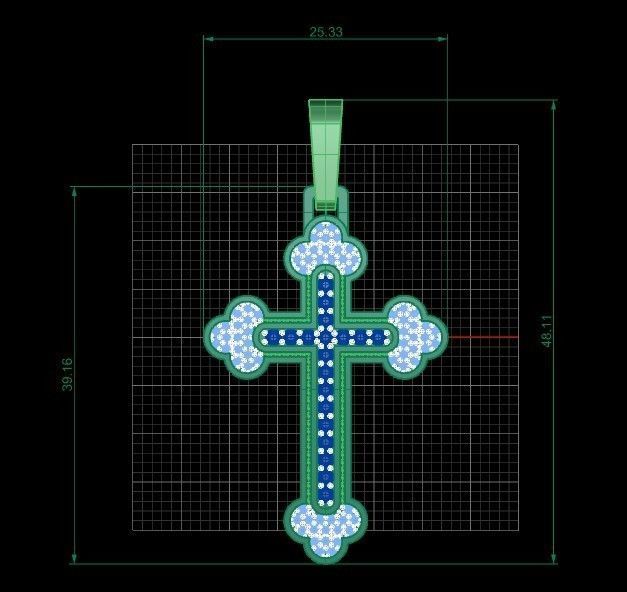 necklace pendant gold with gems design - 2 pieces 3D print model_3