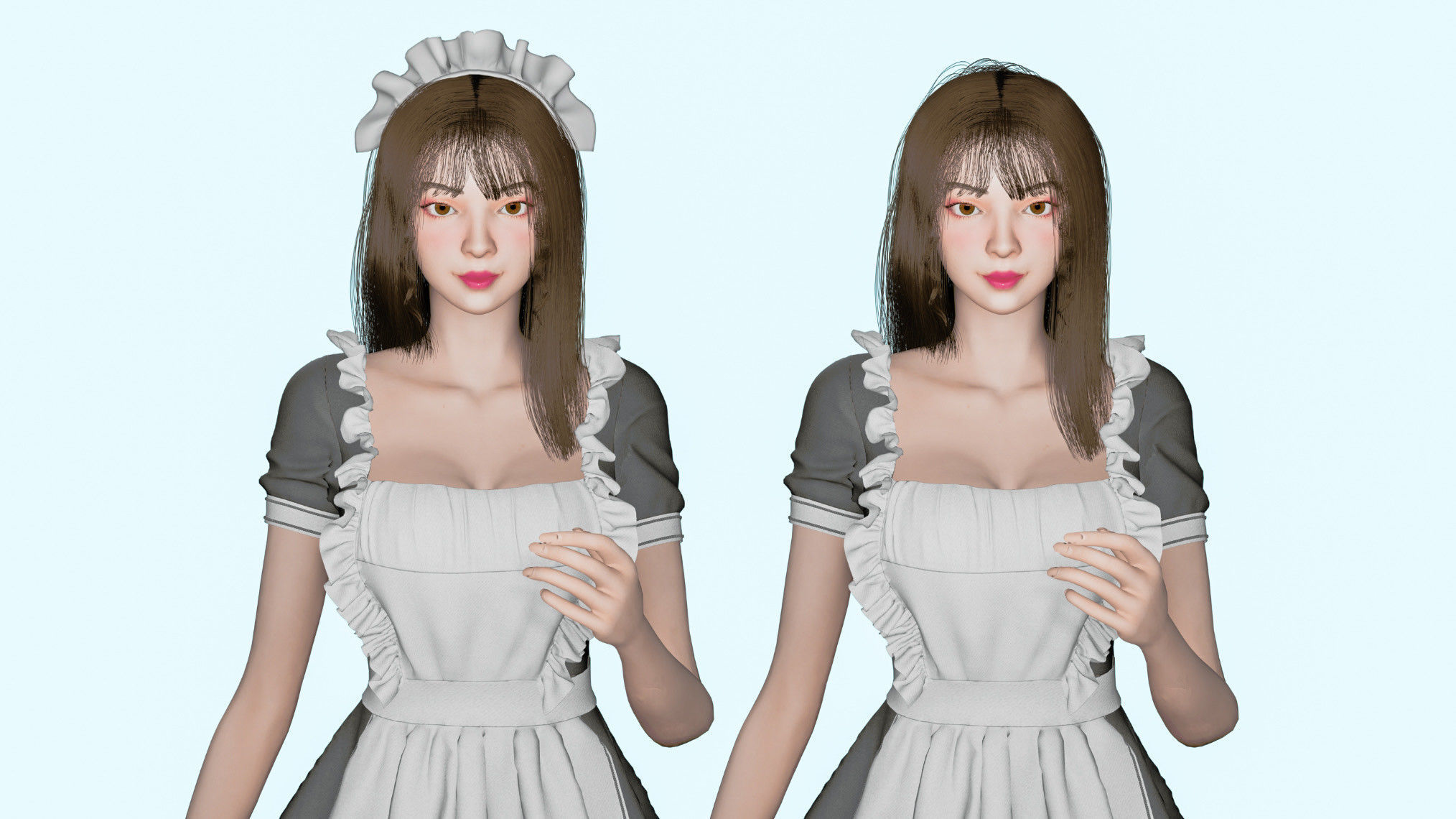 Maid Character - Game Ready Low-poly 3D model_8