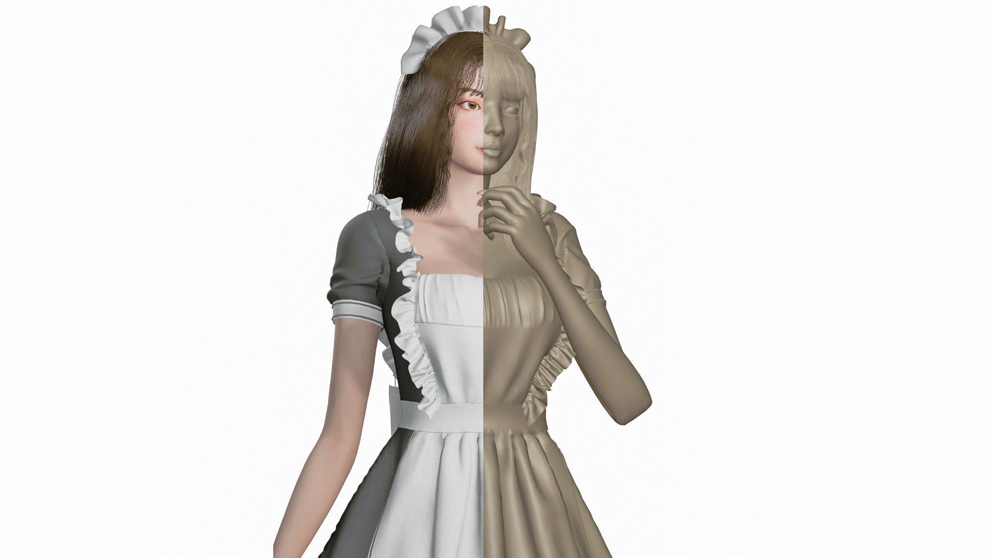 Maid Character - Game Ready Low-poly 3D model_10