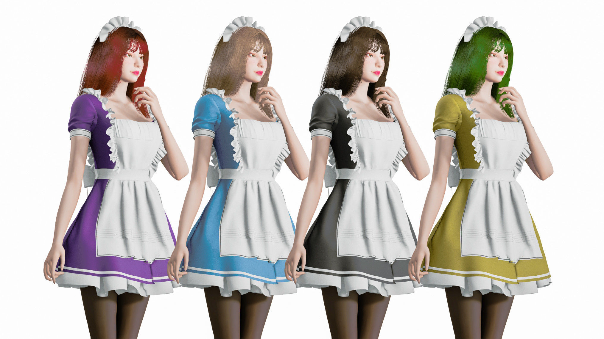 Maid Character - Game Ready Low-poly 3D model_4