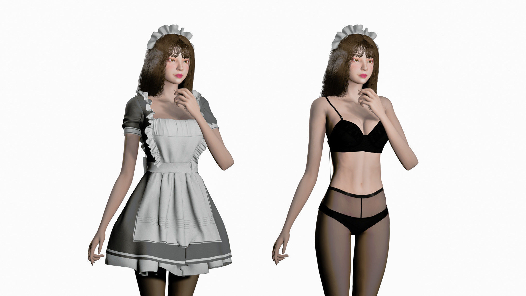 Maid Character - Game Ready Low-poly 3D model_5