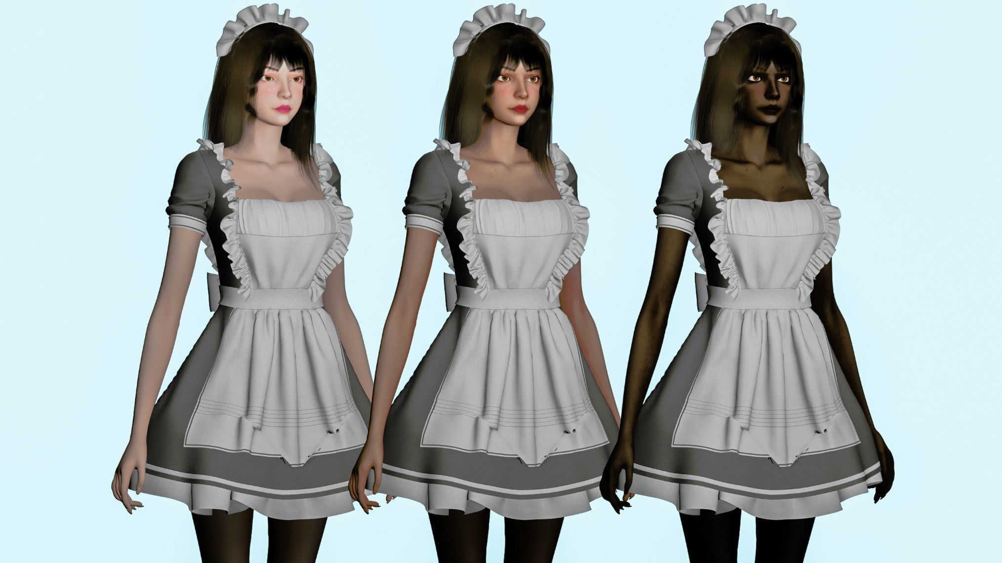 Maid Character - Game Ready Low-poly 3D model_7
