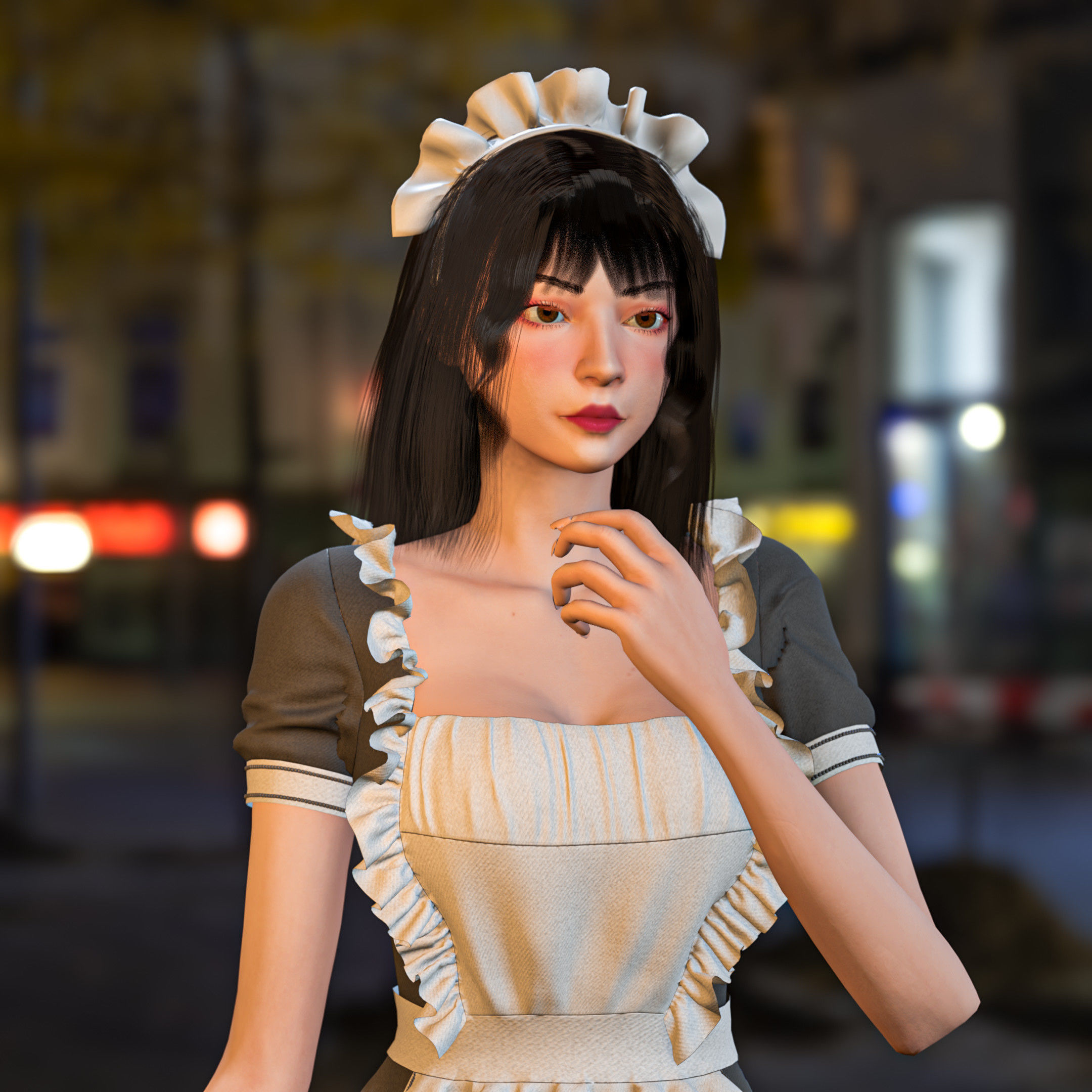 Maid Character - Game Ready Low-poly 3D model_11