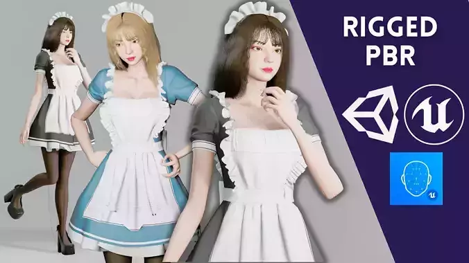 Maid Character - Game Ready Low-poly 3D model