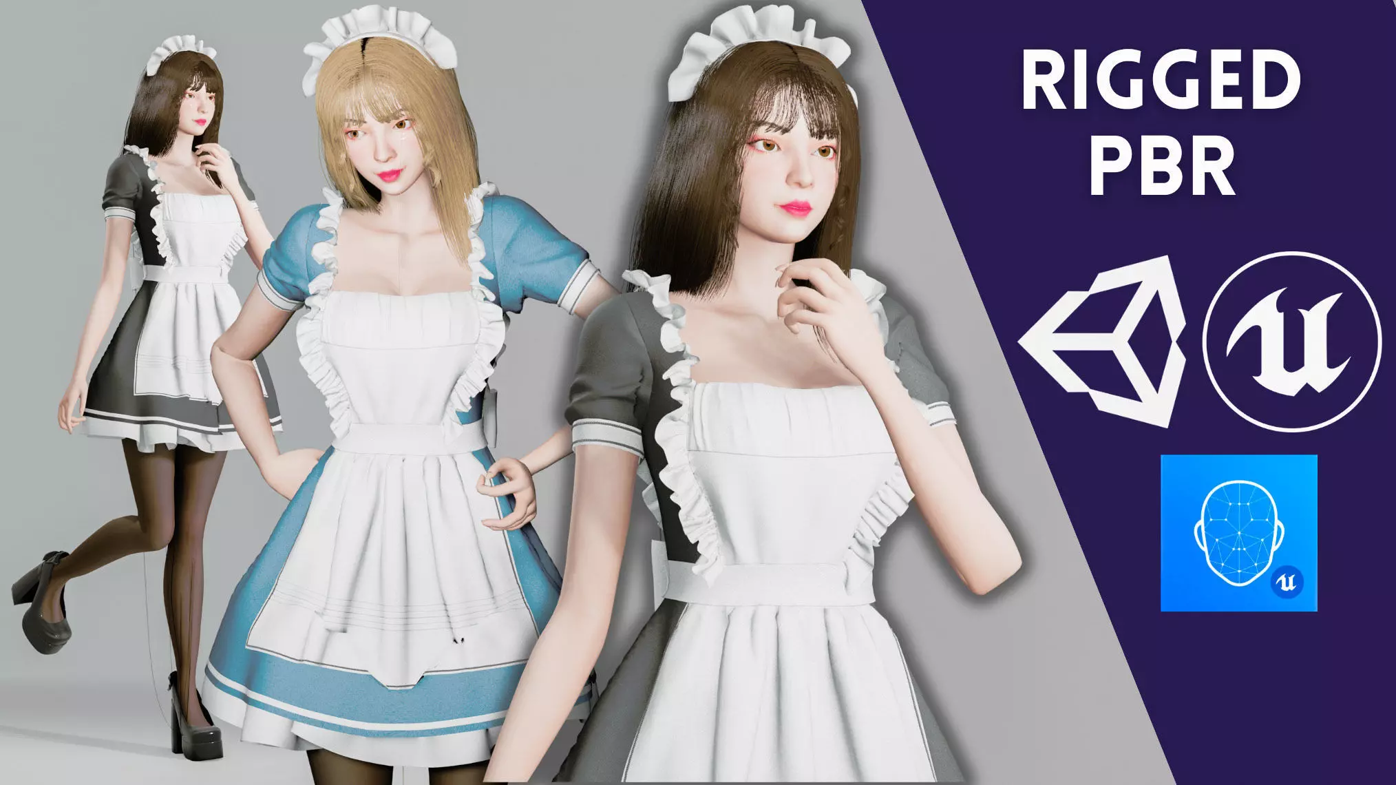 Maid Character - Game Ready Low-poly 3D model_0