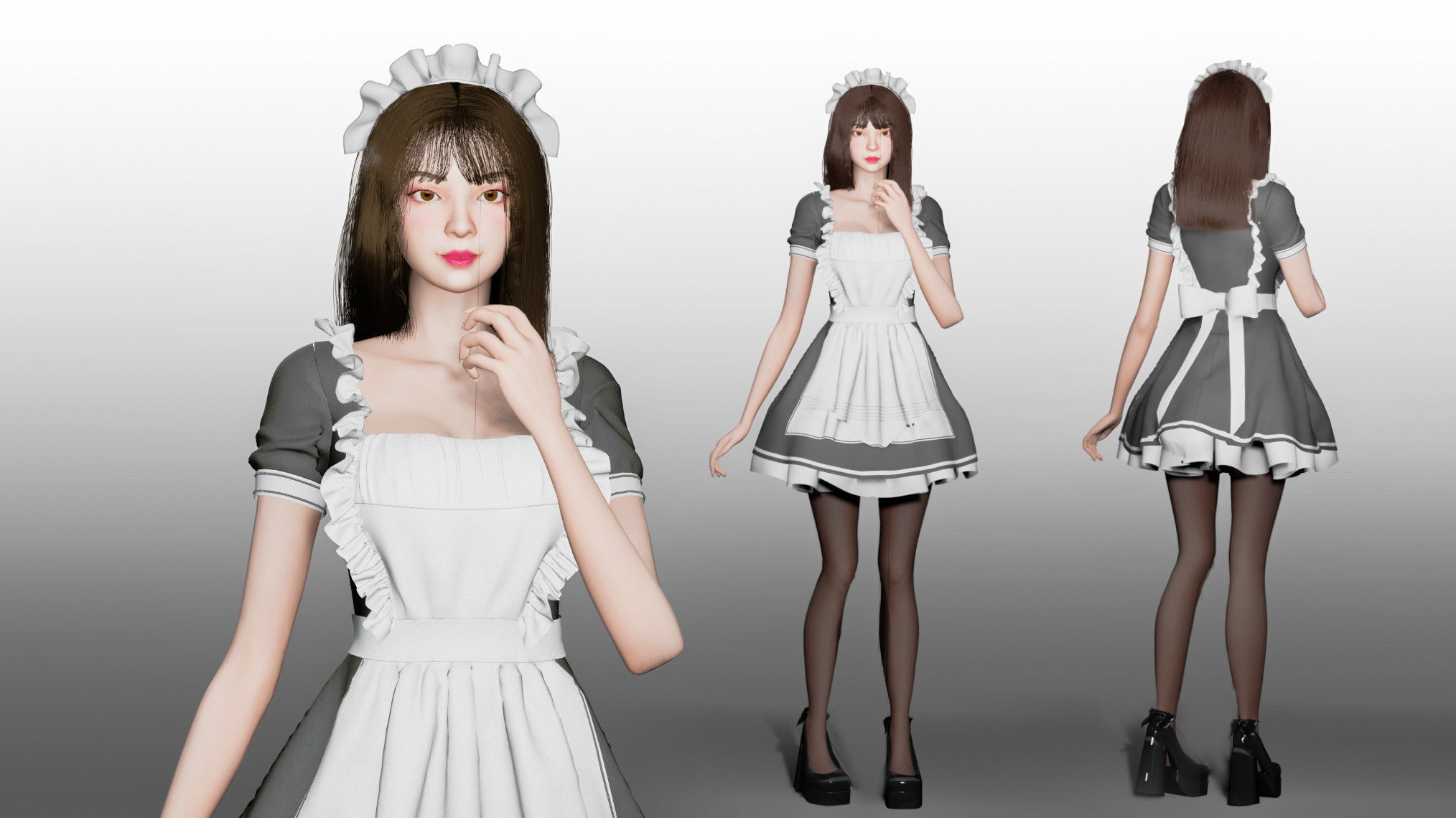 Maid Character - Game Ready Low-poly 3D model_1