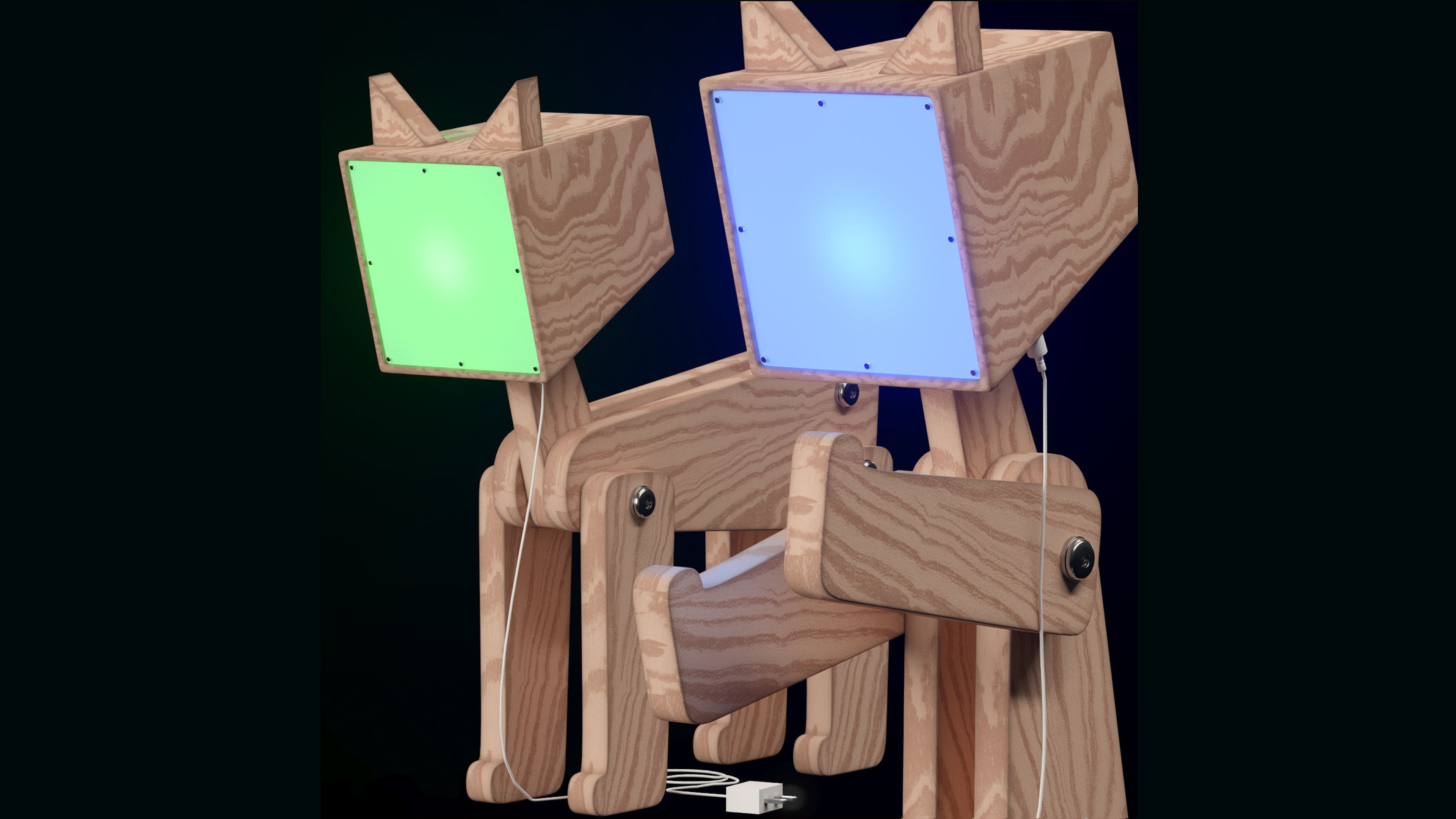 HROOME WOODEN CAT LAMP 3D model_2